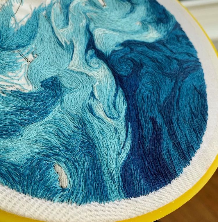 Aerial Embroidery of NASA Satellite Images