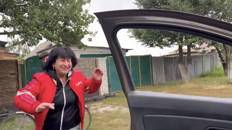 Ukrainian Mom Rushing to Greet Her Son Returning from the War