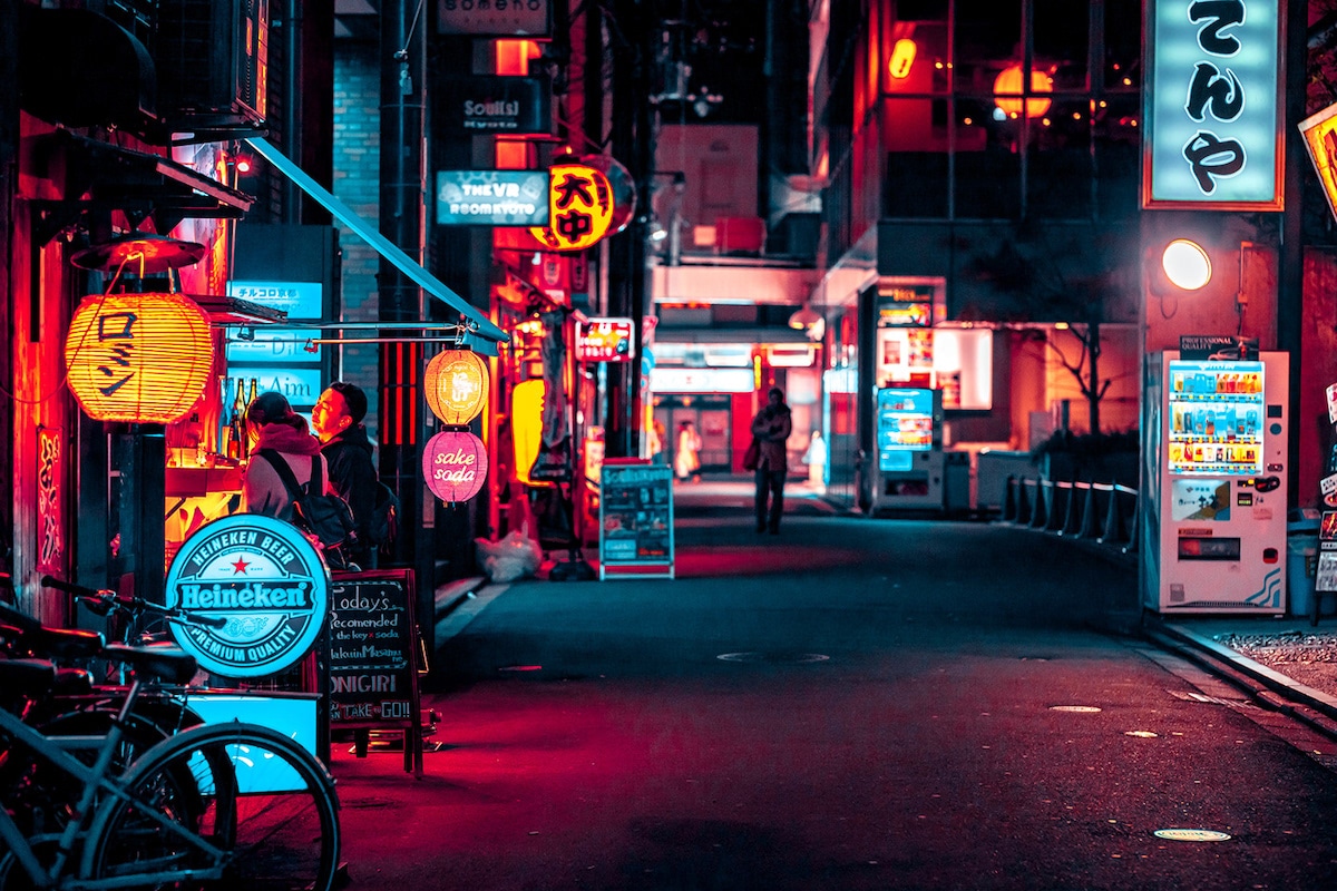 Neon Storefronts in Kyoto