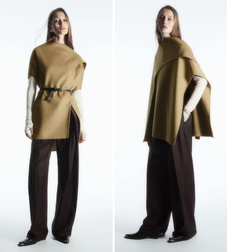 Modern Wool Blend Cape for Women