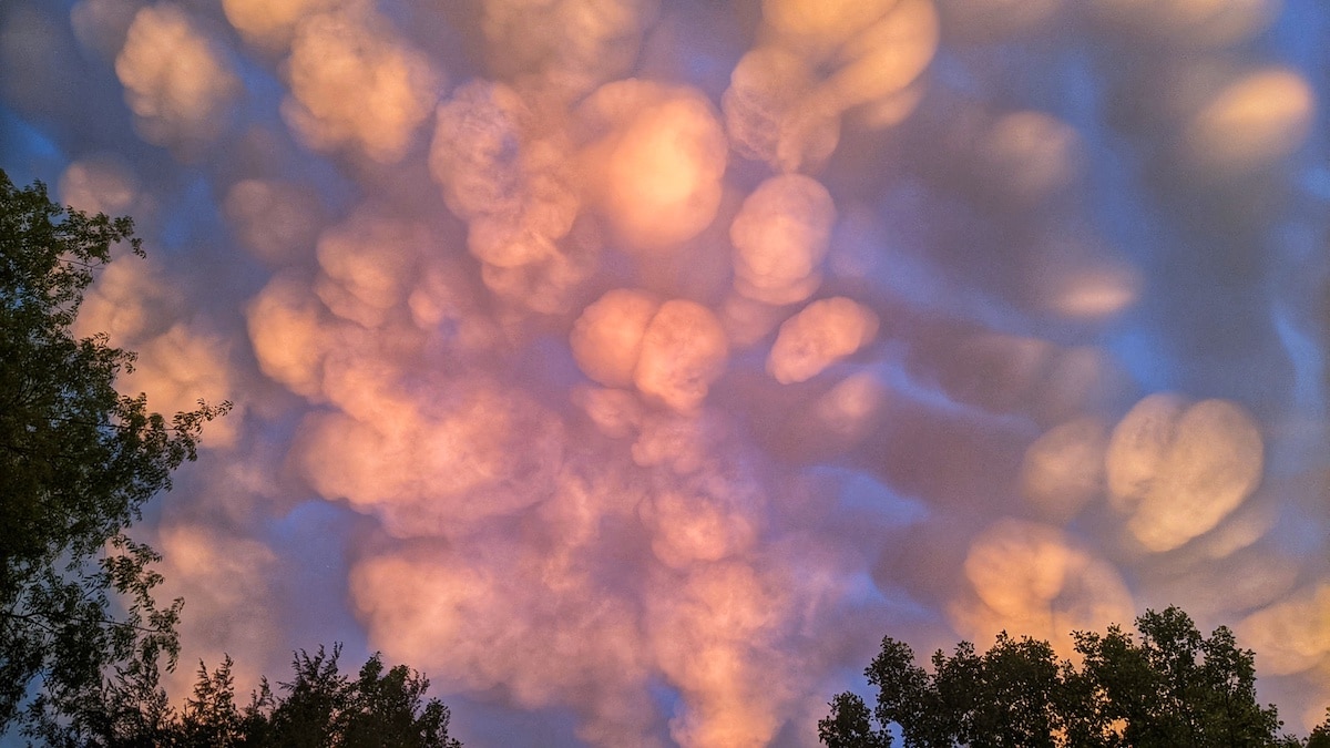 Mammatus Clouds with Backlit Sky