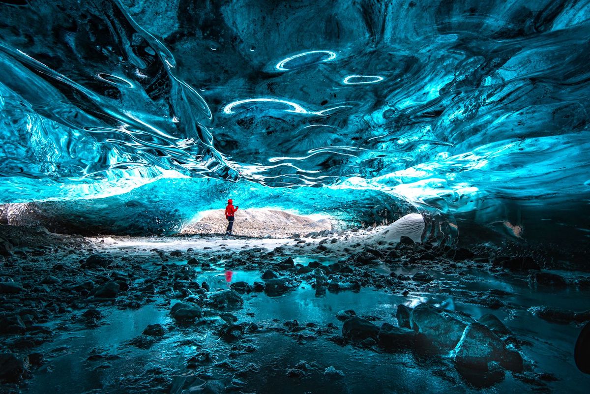Blue cave in the Vatnajökull glacier