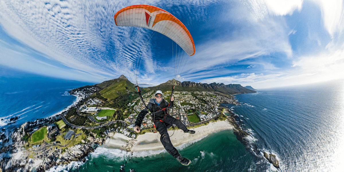 Self Portrait of Man Paragliding in Cape Town