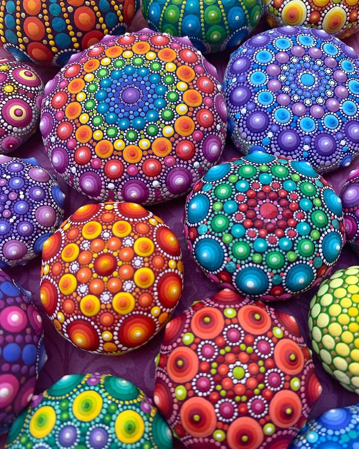 Found Ocean Stones Are Transformed Into Vibrant Mandalas You Can Hold ...