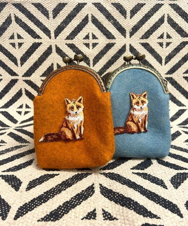Embroidered Fox Coin Purse