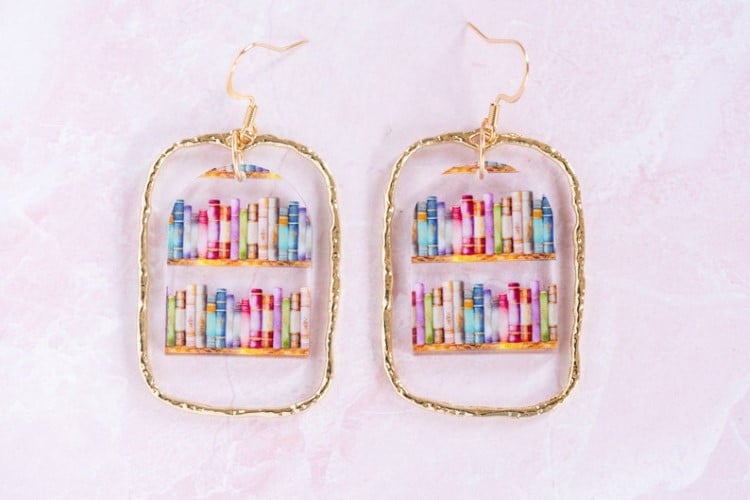 Library Shelf Hoop Earrings