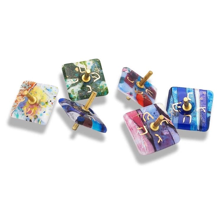 Fused Glass Dreidel Tops