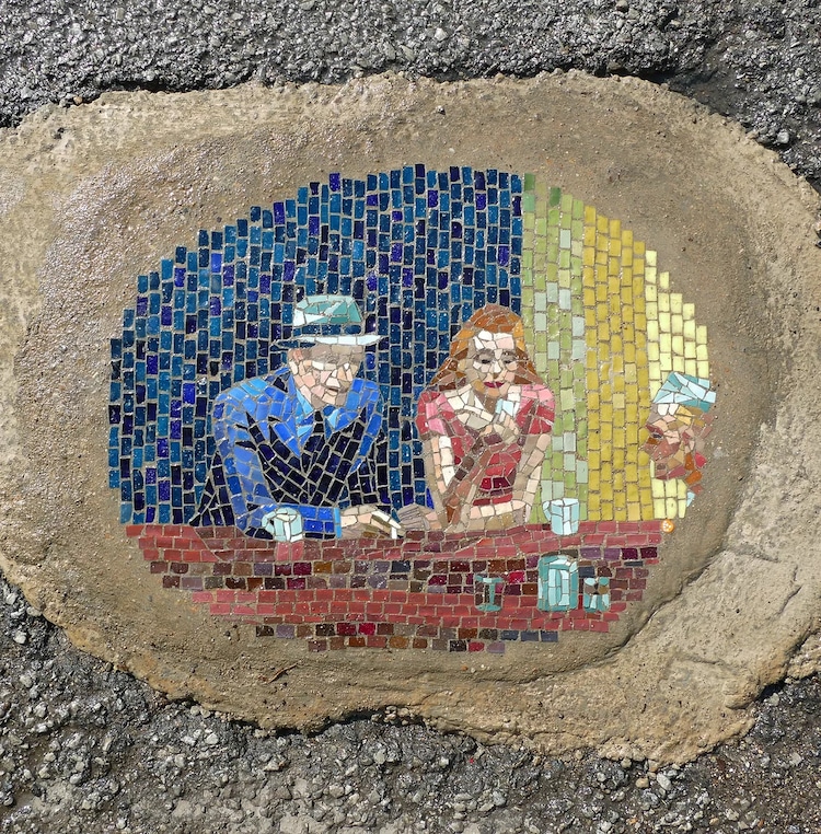 Artist Transforms Potholes Into Colorful Mosaic Art