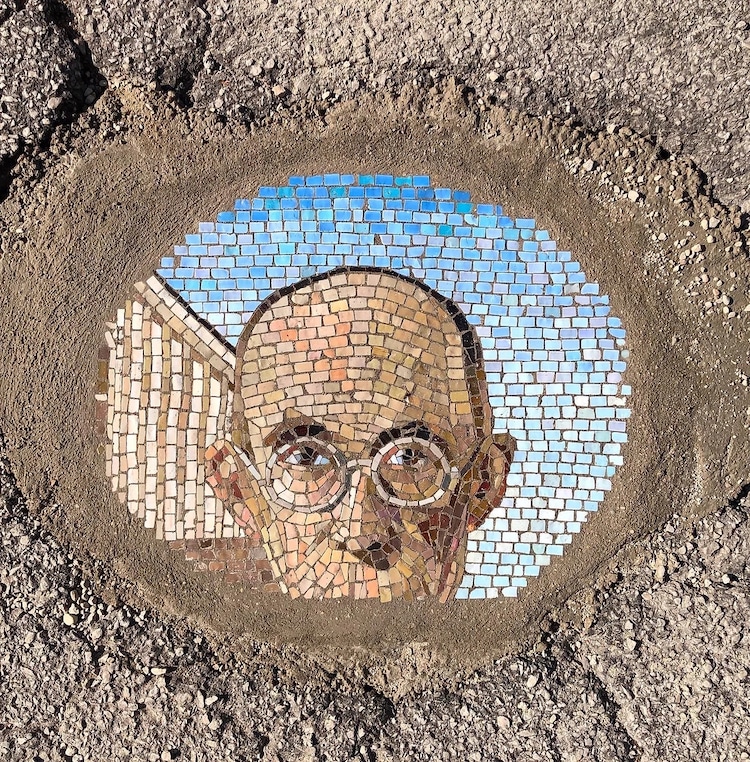 Colorful Mosaic Art in Potholes by Jim Bachor