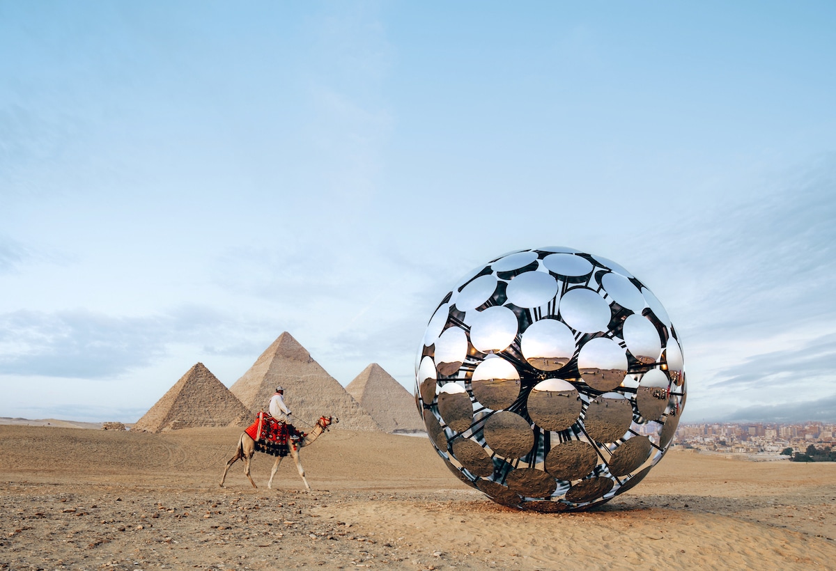 SpY Art Installation in Front of the Pyramids in Egypt