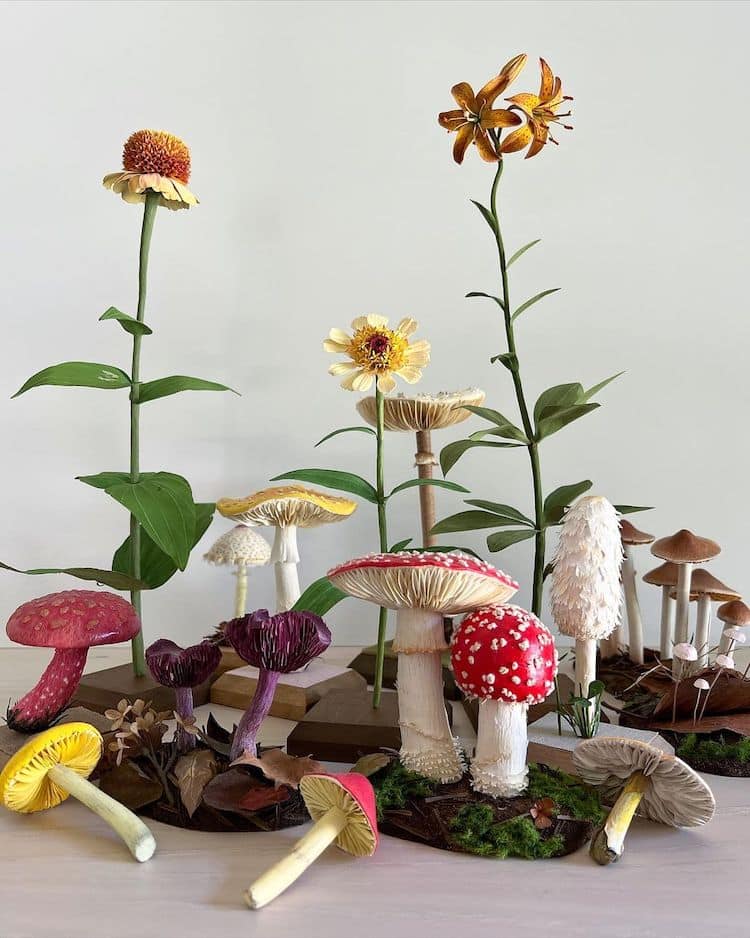 Mushroom Sculptures by Ann Wood of Woodlucker