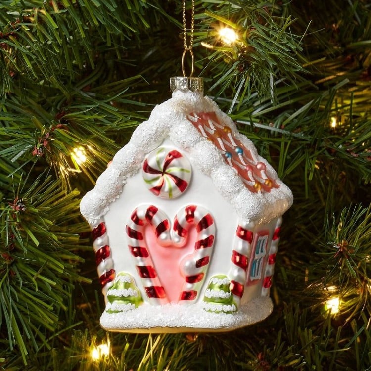Glass Gingerbread House Ornament