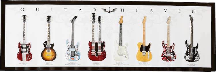 Guitar Heaven poster of famous musicians' guitars