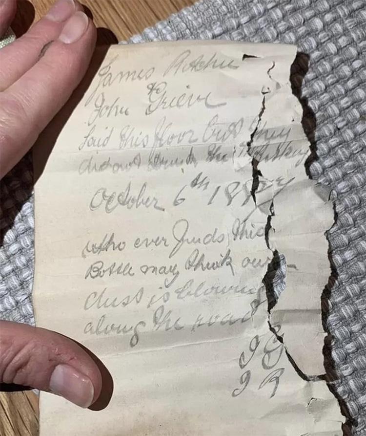 A message in a bottle from 1887 discovered under Scottish floorboards