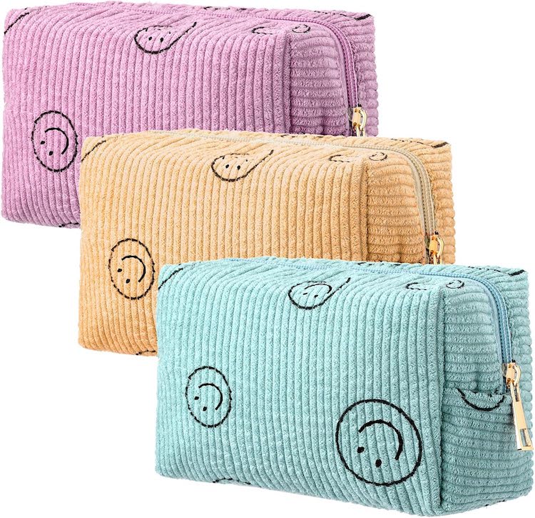 Smiley Face Corduroy Pouches