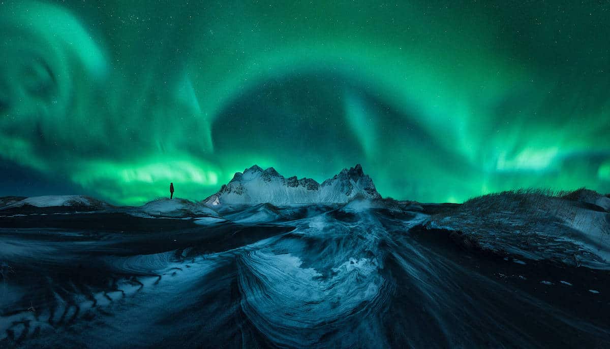 Aurora in Stokknes, Iceland