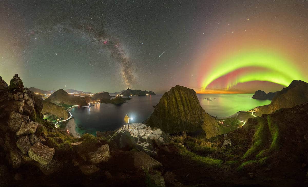 Milky Way and Northern Lights Over the Lofoten Islands