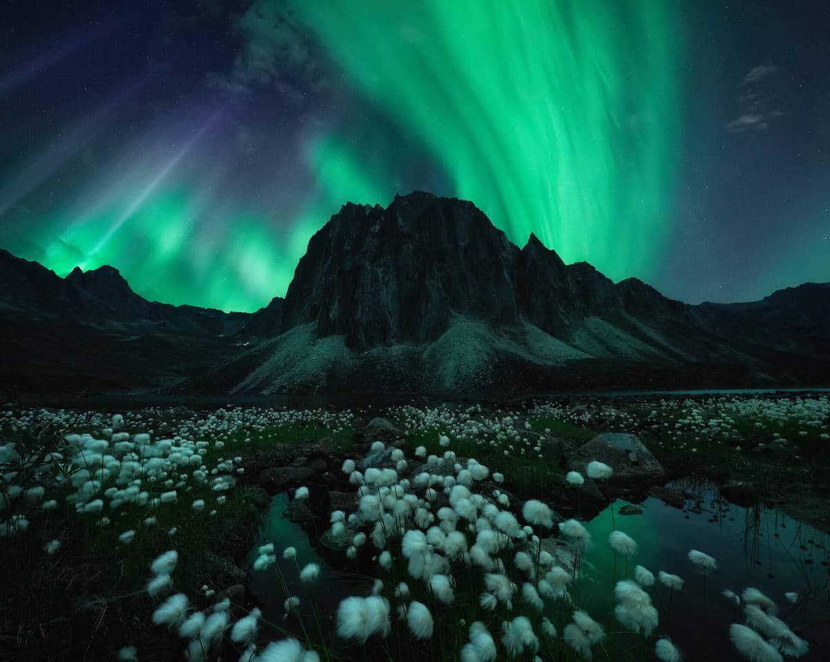 Northern Lights Over Tombstone Mountain Range