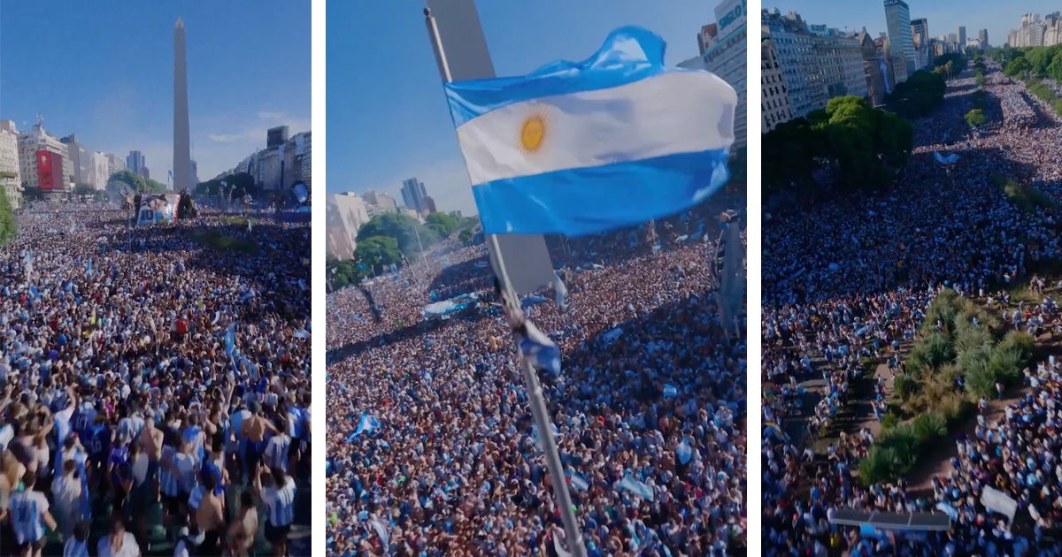 CWorld cup idea #140: Drone Captures Amazing Views of Crowds Celebrating World Cup Win in Argentina
