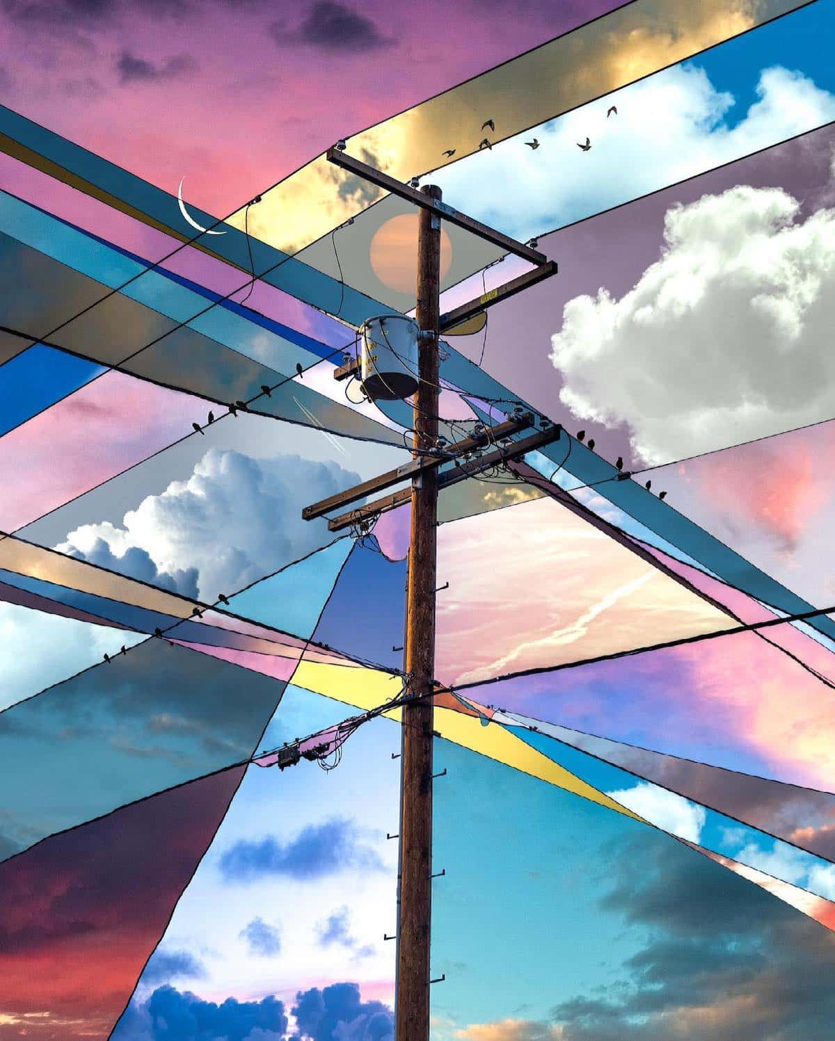 Electricity Pole With Segmented Sky