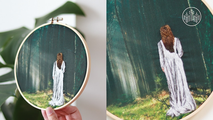 Embroidery Hoop and Fabric With a Photo Printed on It