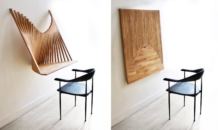 This Elegant Wall Hanging Cleverly Doubles as a Stylish Wood Desk