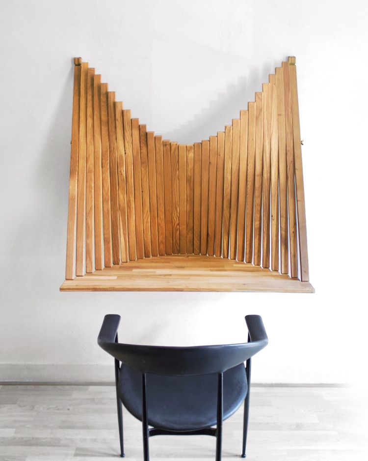 This Elegant Wall Hanging Cleverly Doubles as a Stylish Wood Desk