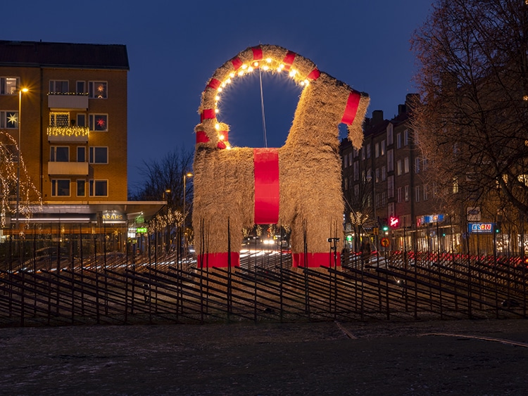 Sweden’s 2022 Gävle Goat Survives to Christmas