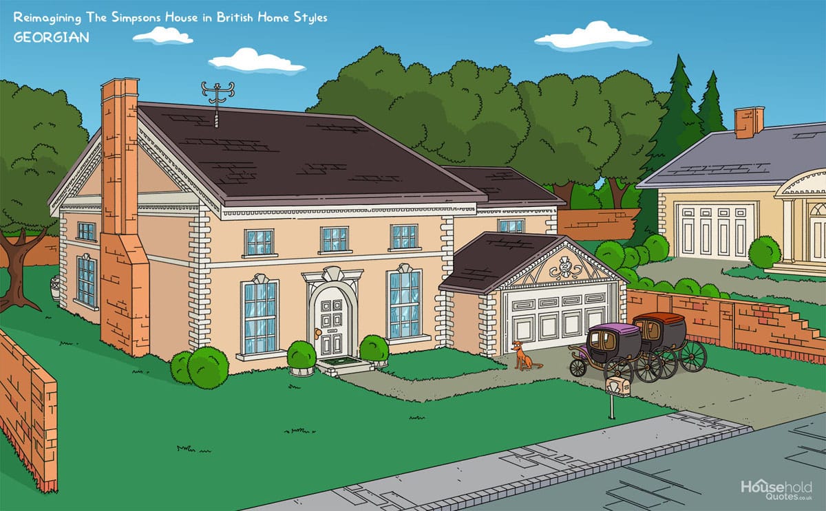 Ingenious Illustrations Reimagine the Simpsons' House in 8 Different British Architecture Styles