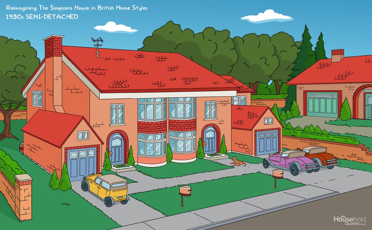 Ingenious Illustrations Reimagine the Simpsons' House in 8 Different British Architecture Styles