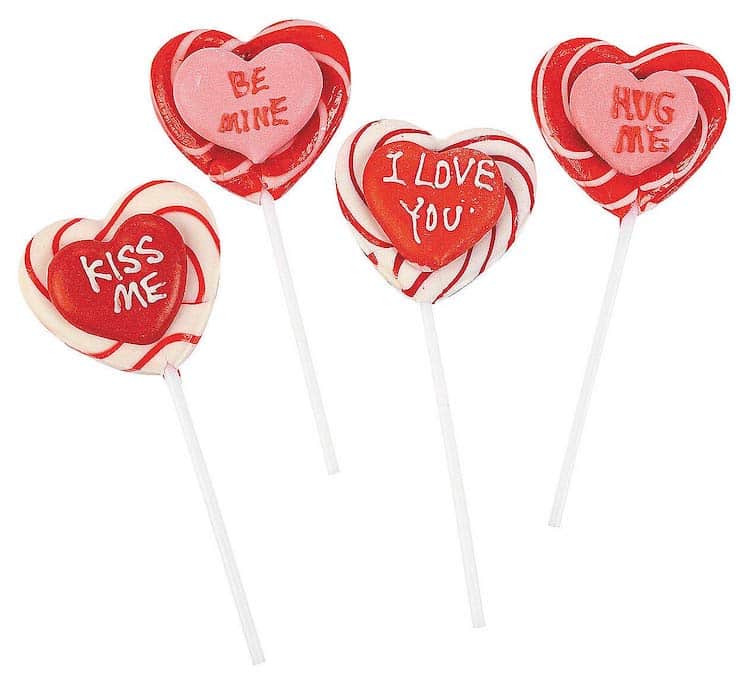 Heart-Shaped Lollipops with Cute Messages on Them