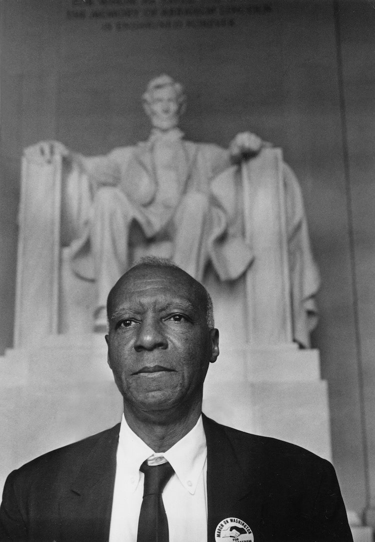 A. Philip Randolph Photographed in Front of the Lincoln Memorial the Day of the 1963 March on Washington