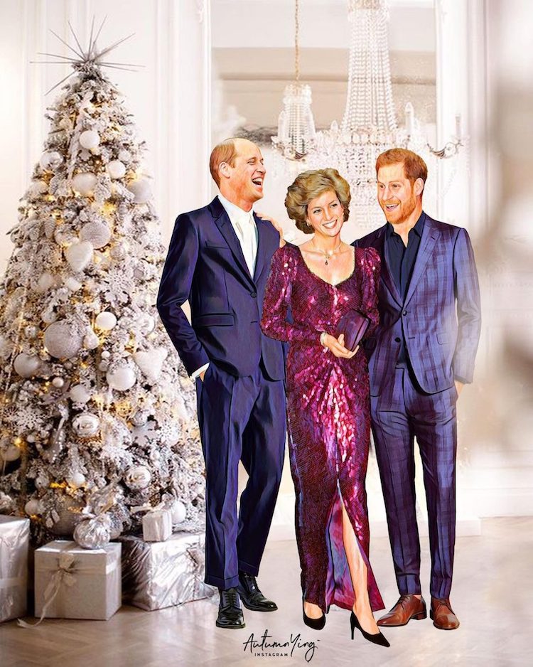 Illustration of Royal Family With Princess Diana by Autumn Ying