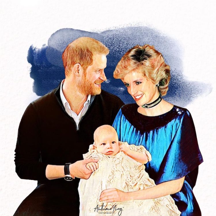 Illustration of Royal Family With Princess Diana by Autumn Ying