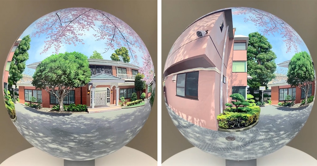 Artist Creates Hyperrealistic Paintings on Spherical Canvases