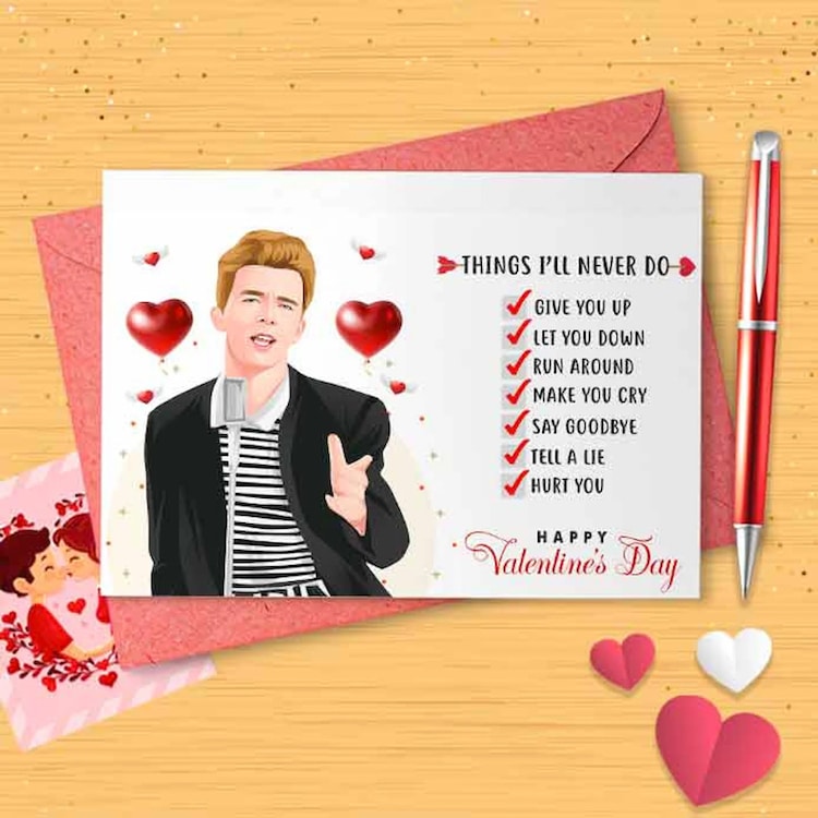 Funny Rick Roll Valentine's Day Card