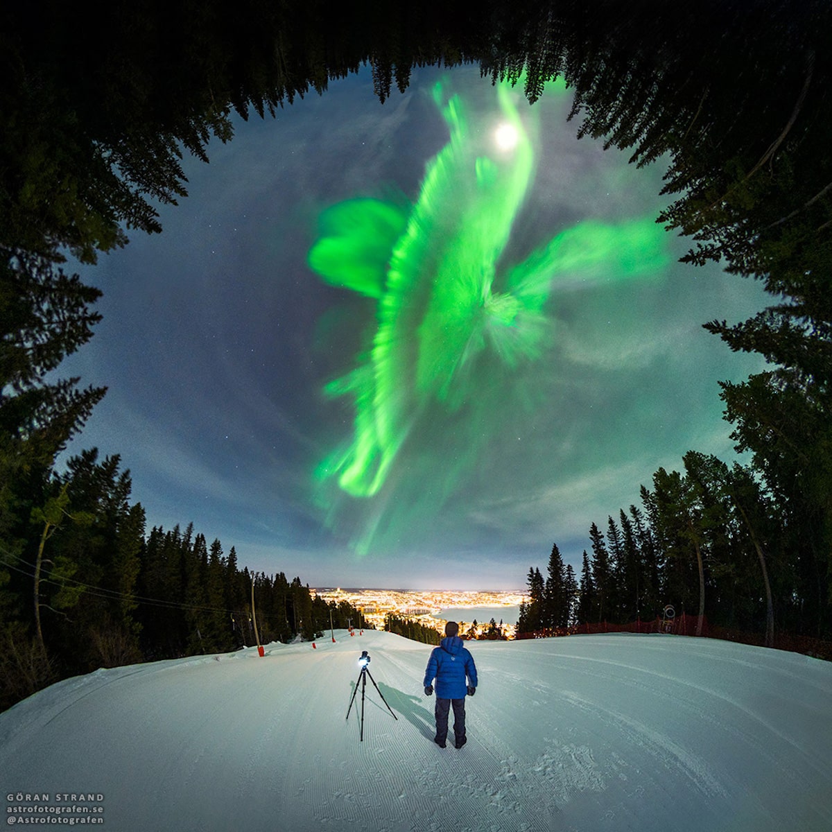 Photographer Captures a Perfect Sun Halo Above a Wintery Scene Near the Arctic Circle