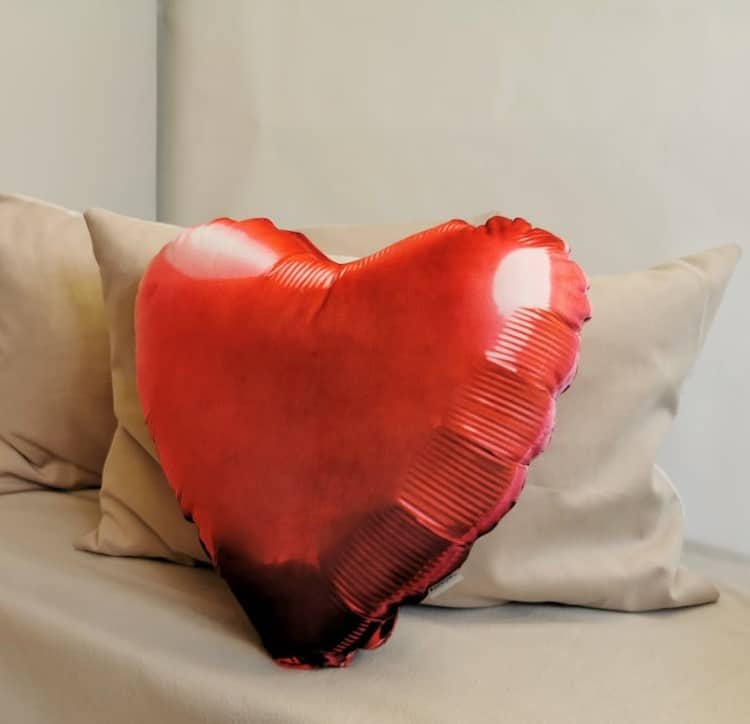 Heart Mylar Balloon Pillow