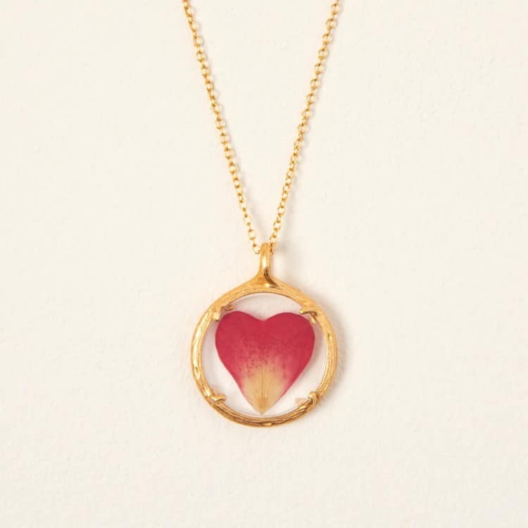 Heart Shaped Rose Petal Necklace