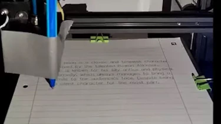 3D Printer Writing Someone's Homework
