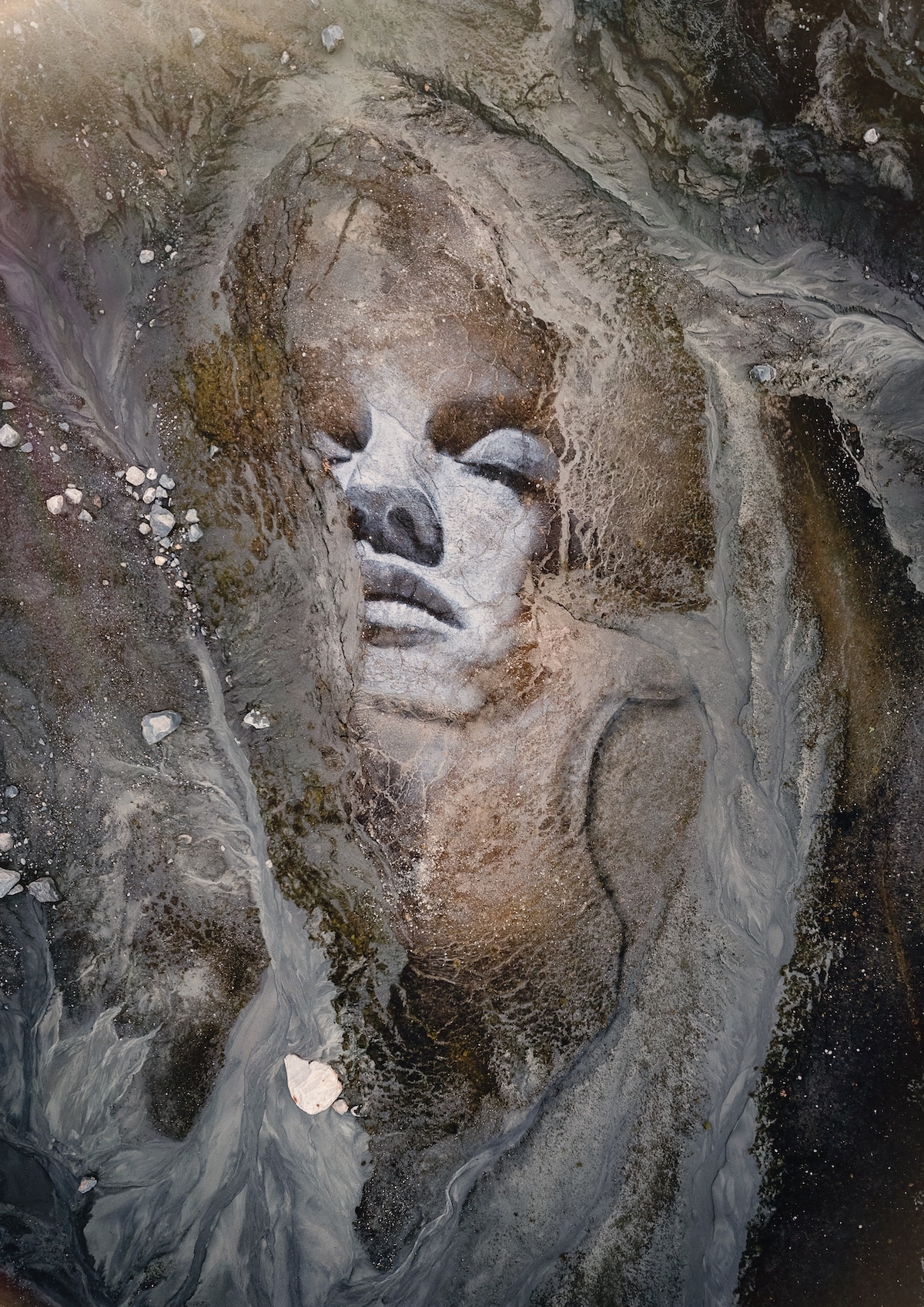 Portrait of a Woman Painted on the Earth by David Popa