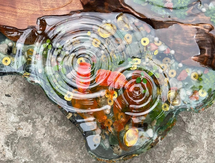 Epoxy Resin Koi Fish Coffee Pond