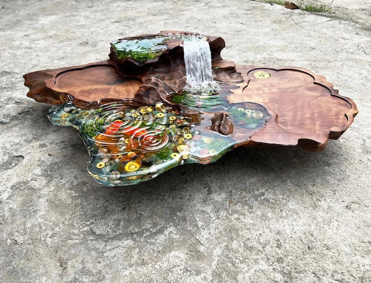 Epoxy Resin Koi Fish Coffee Pond