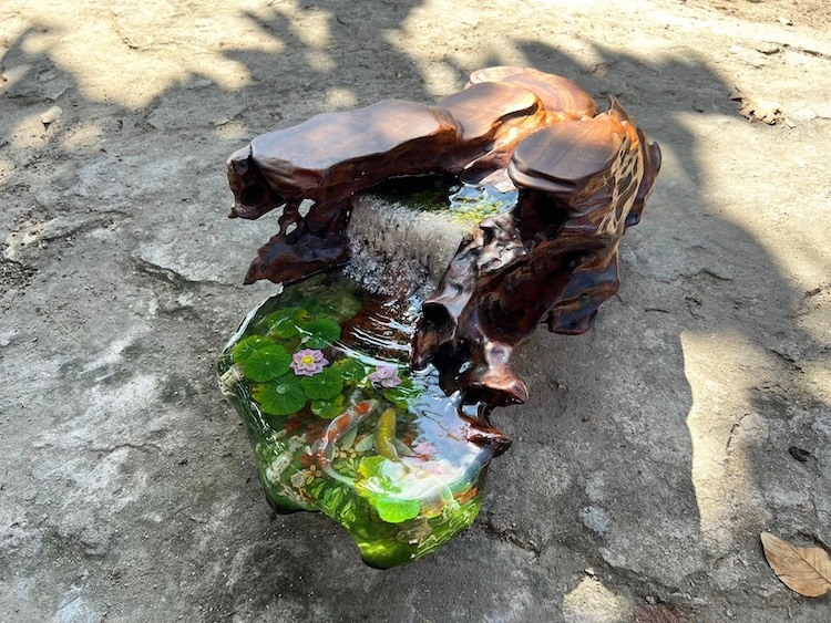 Epoxy Resin Koi Fish Coffee Pond