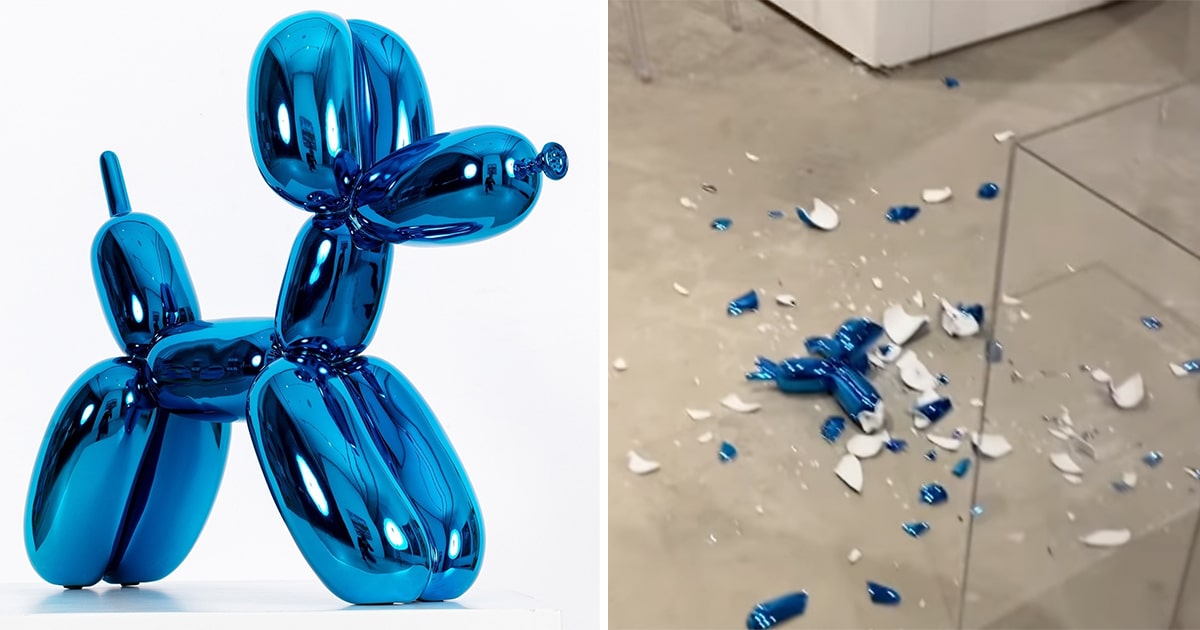 Archaïsch totaal Tijd Art Fair Visitor Breaks a Jeff Koons 'Balloon Dog' Sculpture