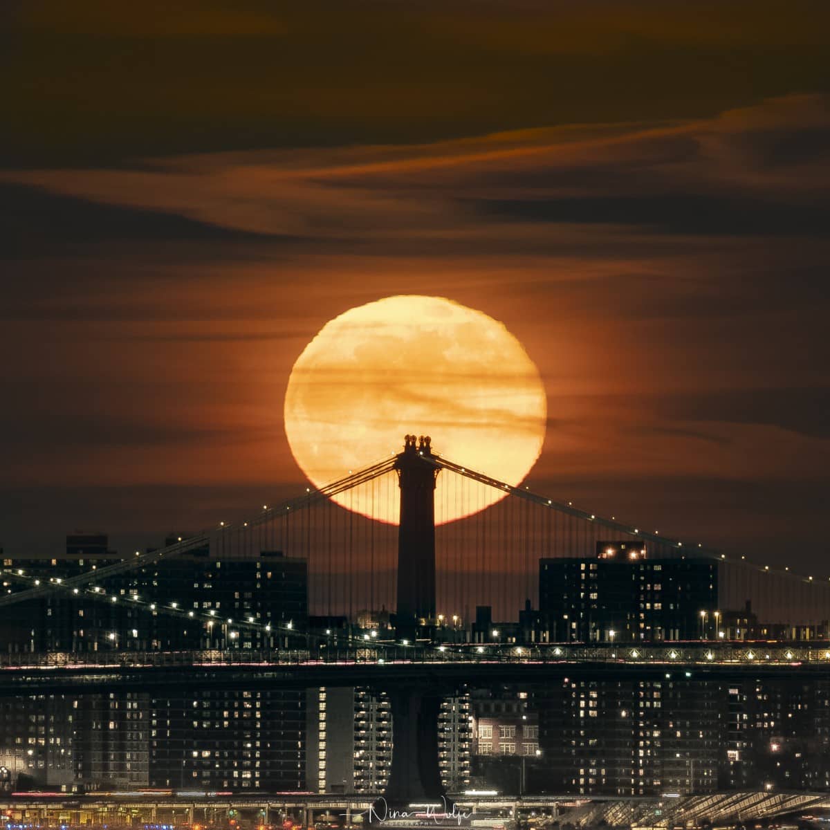 Full Moon Behind a Bridge