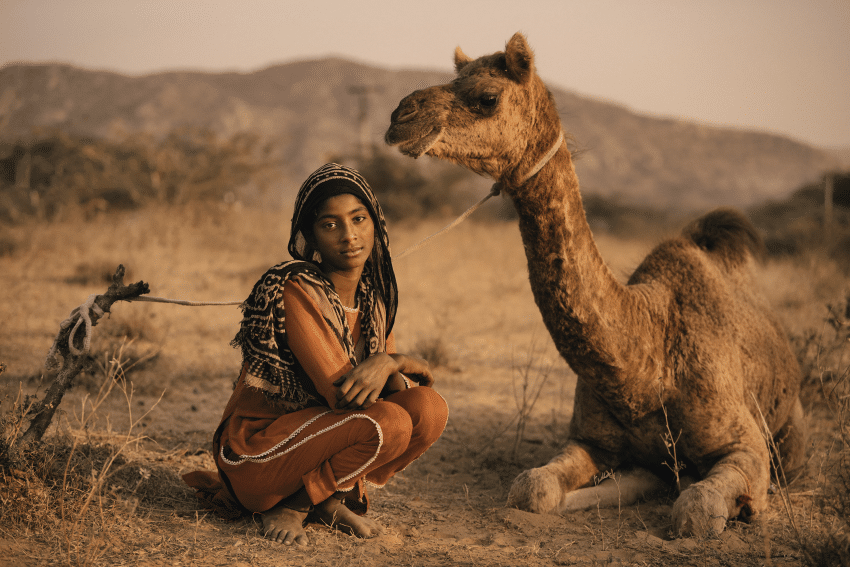 Young Nomad with Her Camel