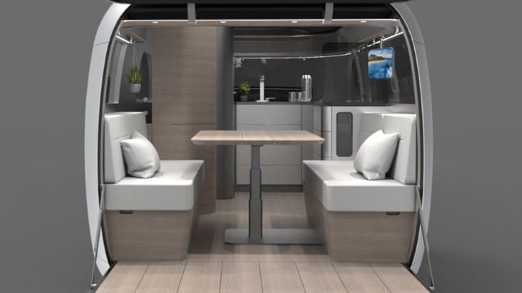 Seating Area in Airstream anď Porsche Concept Trailer