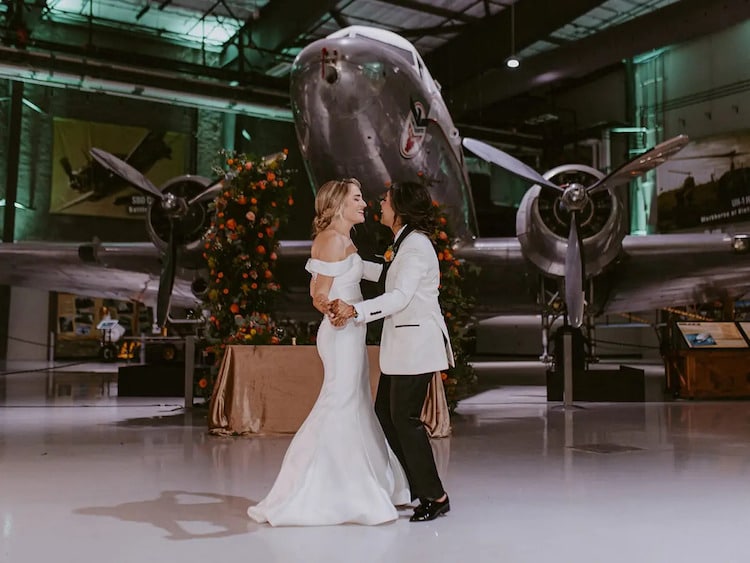 Wedding in Front of Plane