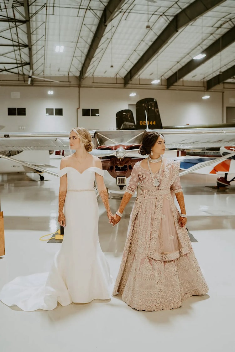 Wedding in Front of Plane